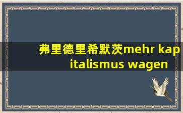 弗里德里希默茨mehr kapitalismus wagen